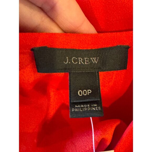 J Crew Shirt Women 00 Petite Red Crepe Lana Tiered Bell Sleeve Blouse NWT Preppy - Picture 9 of 14